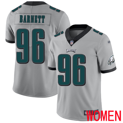 Women Philadelphia Eagles #96 Derek Barnett Ash Backer NFL Pullover Hoodie Sweatshirts